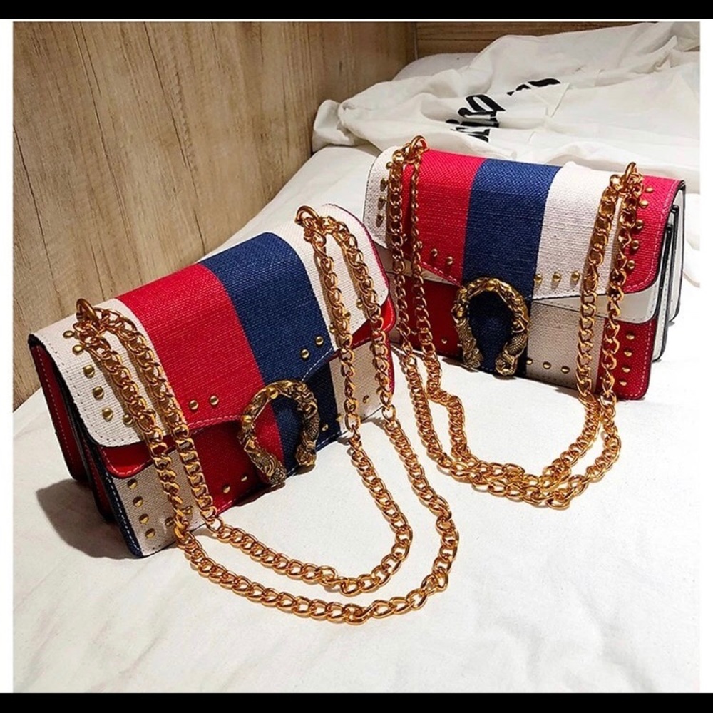 Red white blue gold hangbag